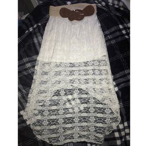 White Lace High-Low Skirt